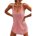 thumbnail image 1 of Trajes de Baño para Mujer, Vestidos de Playa Básicos, Sin Mangas, con Cuello en U, para Playa Rosa XXL, 1 of 9