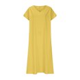 thumbnail image 3 of Mgmyaa Robes Filles Enfants Été Manches Courtes Col en V Chandail Robe Longue Plage Robe Décontractée, 3 of 5