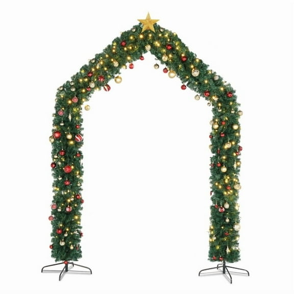 PVC Christmas Arch Decoration, 1650 Branches, Steel Brackets for Stability, Realistic Green Design, Reusable for Christmas/Wedding/Party