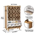 thumbnail image 2 of Shoe Storage Cabinet with 3 Flip Drawers for Ancient Thai Historical Design Wood Shoe Rack Storage Organizer, 2 of 8
