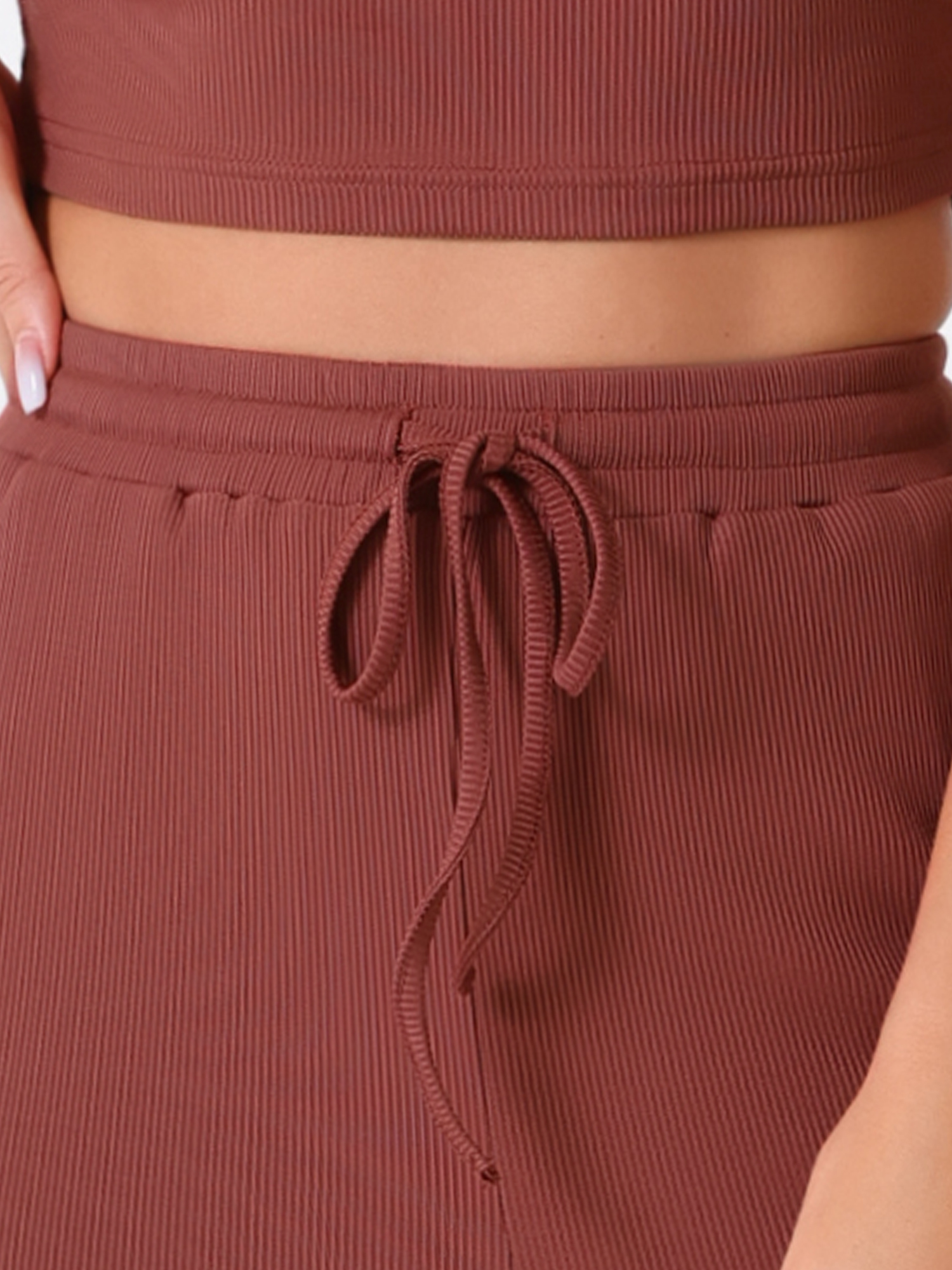 DARING DIVA Women's 2 Piece Sets Crew Neck Crop Tank Wide Leg Pants XL Brick Red