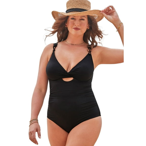 Swimsuits for All Women's Sweetheart Keyhole Underwire One Piece Swimsuit