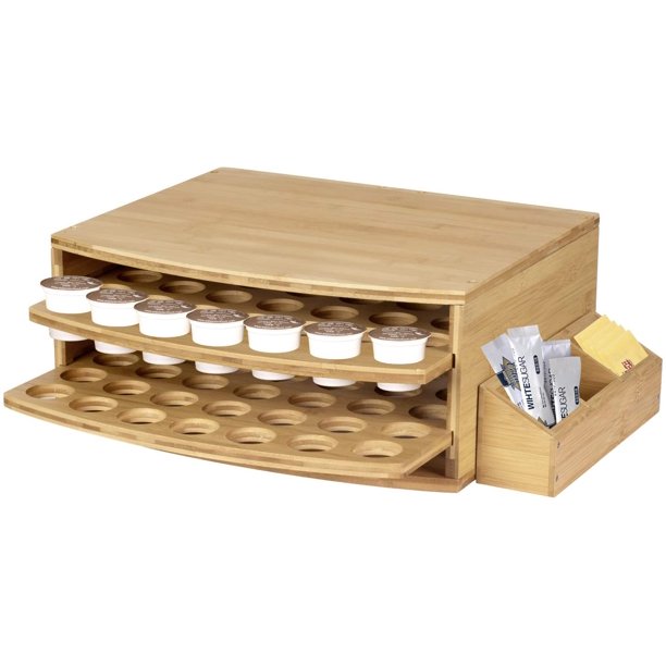 simesove 70 Capacity 2tier Bamboo Coffee Pod Holder Storage Organizer