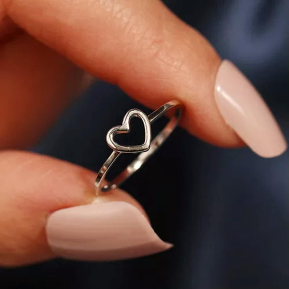 EOEMY Romantic Heart Fashion Silver Rings For Women Wedding Jewelry Size 6-10-Silver-7