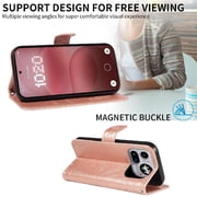 Wallet Case for Nothing Phone 4A Pro Embossed Butterfly with Strap & Stand Pink