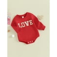 thumbnail image 3 of FEORJGP Infant Boys Girls Valentine's Day Jumpsuit Newborn Baby Long Sleeve Romper Letter Embroidery Print Bodysuit Round Neck Toddler Loose Casual Clothes, 3 of 9