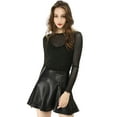 thumbnail image 3 of Blusa de Fiesta Transparente de Malla Brillante para Mujer con Tirantes Finos Negro L, 3 of 6