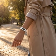Magnetic Silicone Watch Band Compatible with Google Fitbit Air, Quick-Release Replacement Strap with Metal Accent Design