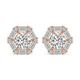 thumbnail image 3 of Lab Grown Diamond Fashion Earrings | 1 Carat IGI Certified Baguette & Round Shape | Rafflesia Flower Fashion Lab Diamond Stud Earrings | 14K Rose Gold&nbsp; FG-VS Quality, 3 of 5