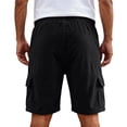 thumbnail image 4 of Men's 7" Corduroy Cargo Shorts Casual Lightweight Shorts with 5 Pockets, Drawstring Waist Relaxed Fit for Summer Beach Black M, 4 of 7