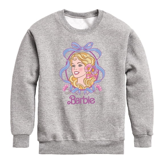 Barbie - Portrait Floral Bow - Youth Boys Crew Fleece Sweatshirt