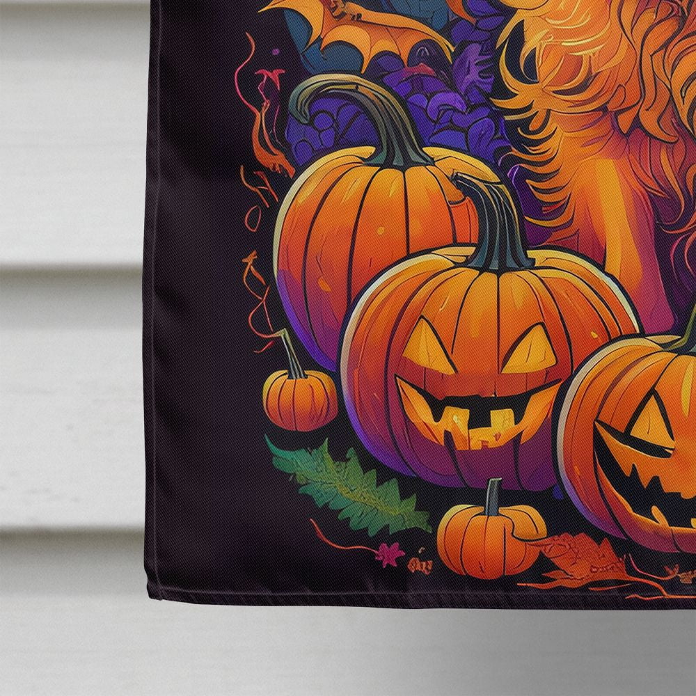 Halloween Golden Retriever Dog House Flag 28x40IN Double-Sided Polyester Decorative Sleeve Pole Flag for Outdoor Home Garden