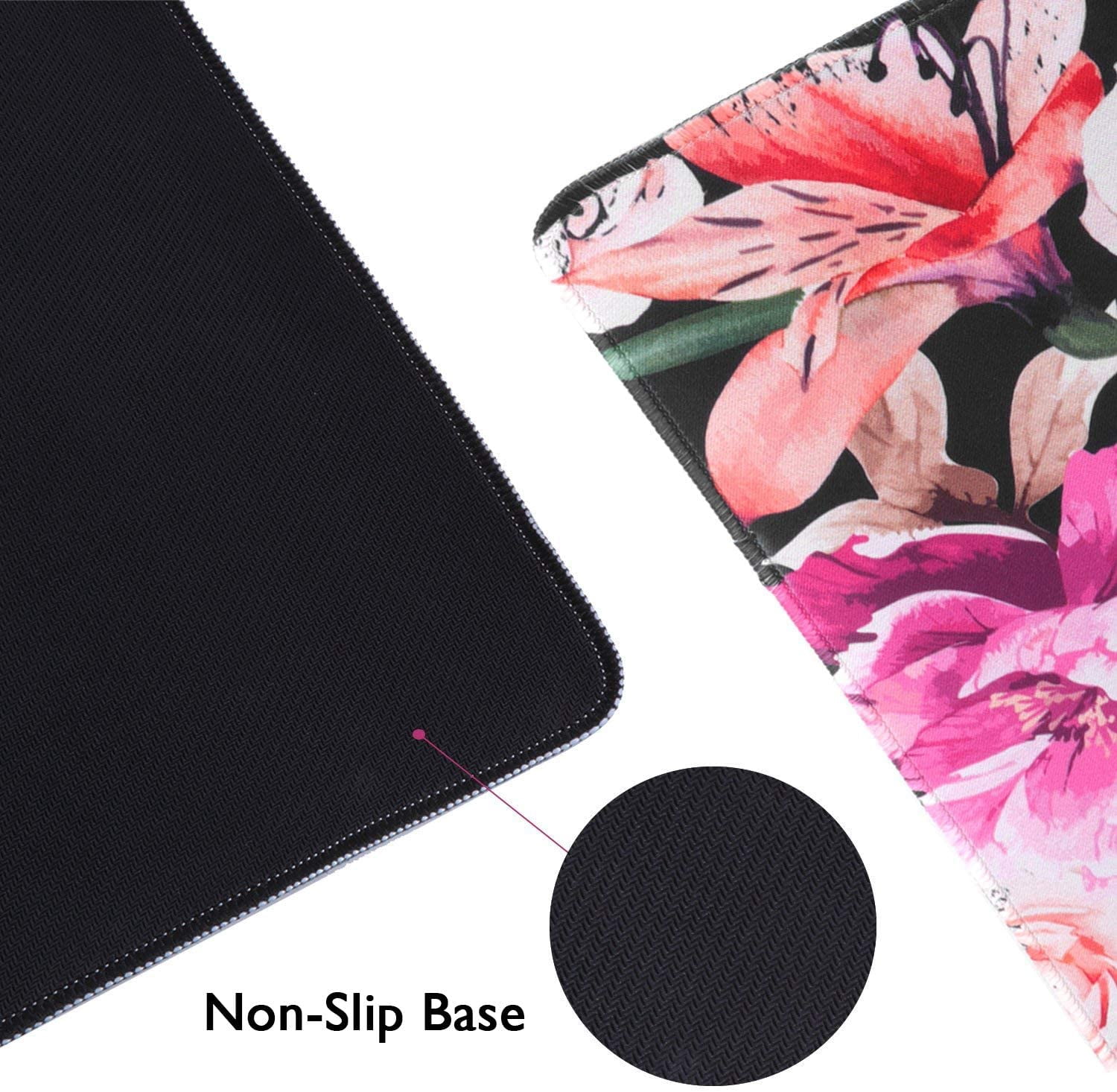 Large GamingNon-Slip Rubber Base Computer Premium-Textured & Waterproof Mouse Pad for Desk, 35.1 x 15.75-inch 2.5mm Thick, Peony Flower