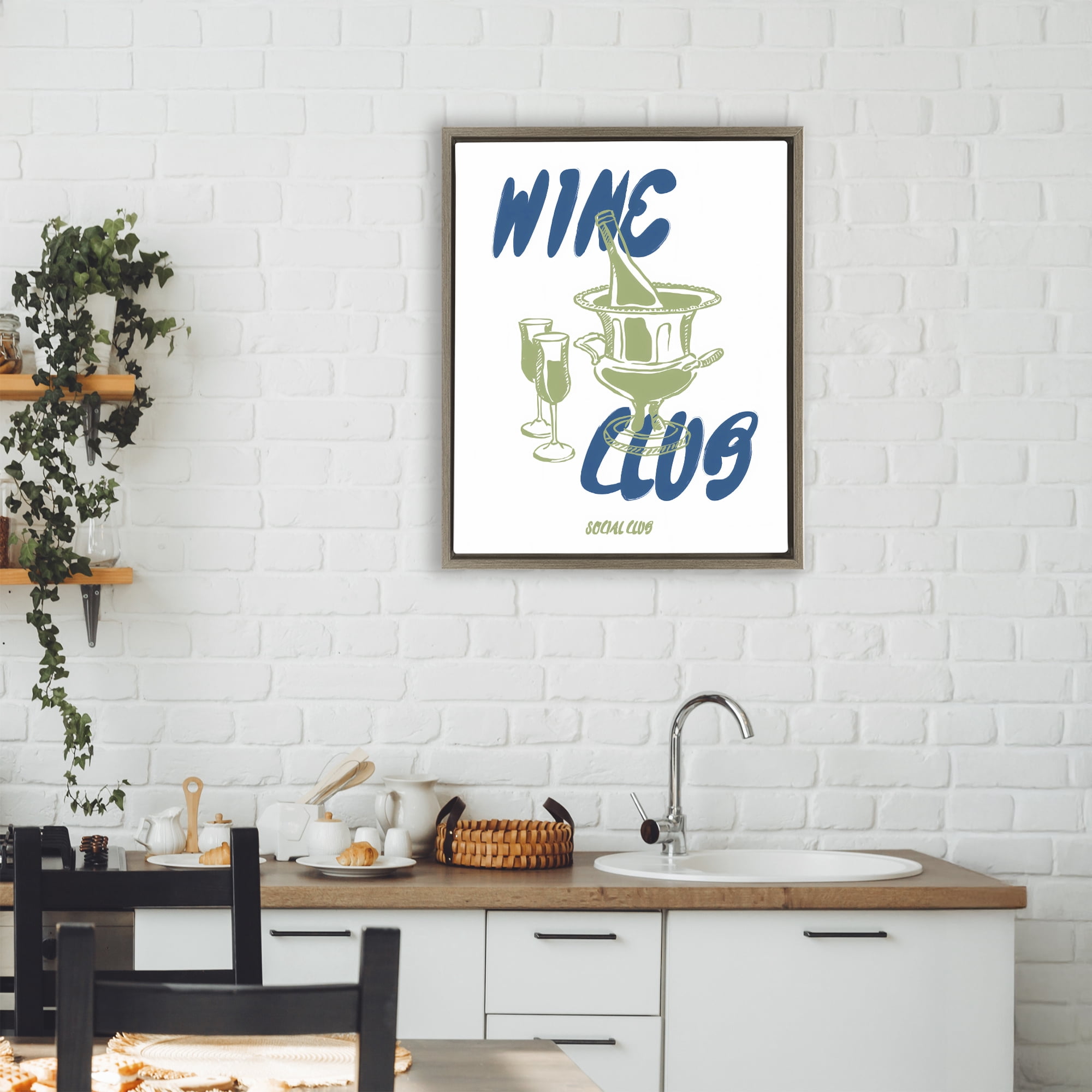 Stupell Industries Wine Club Social Evening Toast Brown Framed Floater Canvas Wall Art, design by The Prints Vibe