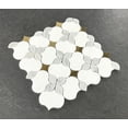 thumbnail image 3 of Waterjet Thassos White Marble & Gold Metal Floral Novelty Mosaic Wall & Floor Tile - Case (10 Sheets), 3 of 8