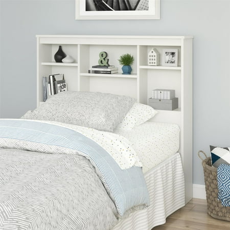 Emery Twin Storage Headboard White, Mainstays Mates Storage Bed With Bookcase Headboard Twin Soft White
