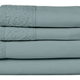 thumbnail image 3 of Edra 4 Piece Microfiber Queen Size Sheet Set with Crochet Lace Teal Gray, 3 of 4