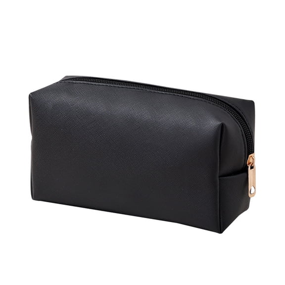 bestolf Portable Cosmetic Bag Stylish Zippered Makeup Pouch Toiletry Organizer for Women Lipstick Makeup Brushes (Black Small)