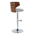 thumbnail image 5 of LumiSource Chrome Metal, Walnut Wood, Grey Fabric Cosi Adjustable Barstool - Set of 2, 5 of 6