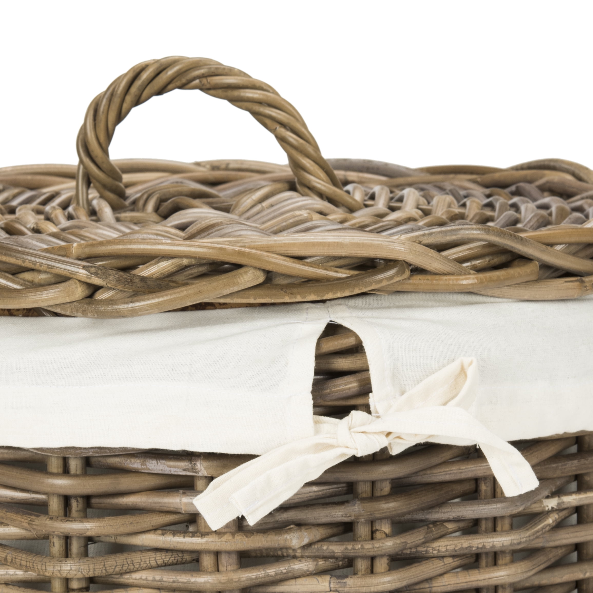 Safavieh Millen Rattan Round Hamper Laundry Baskets, Two-in-One