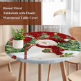thumbnail image 4 of Red Snowman Christmas Round Tablecloth, Fitted Table Cover with Elastic for 45"-54" Round Tables, Green Xmas Tree Snowflake Winter Table Cloth Outdoor Indoor Dinning Party Waterproof Tablecloths, 4 of 7
