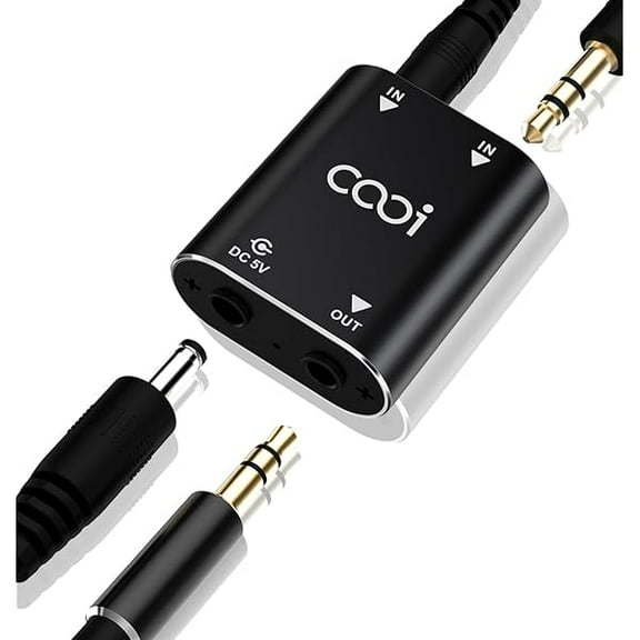 2 Channel Stereo Audio Mixer - Metal Shell, AUX Interface Support 2 In 1 Out Mini Stereo Sound Mixer Includes 1-Meter Audio Cables - For PC, Phone, Laptop, Headphones