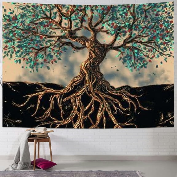 BCIIG Tree Roots Illustration Tapestry Wall Hanging Home Decor 40x30inch