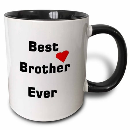 3dRose Best Brother Ever With Heart Image - Two Tone Black Mug,
