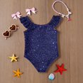 thumbnail image 6 of Abcomgle Kids One Piece Swimsuit Girls Glitter Sequin Graphic One Piece Swimsuits for Little Girls Ruffled Stretchy Girls Swimwear, 6 of 7