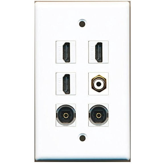 RiteAV - 3 HDMI 1 Port RCA White 2 Port Toslink Wall Plate