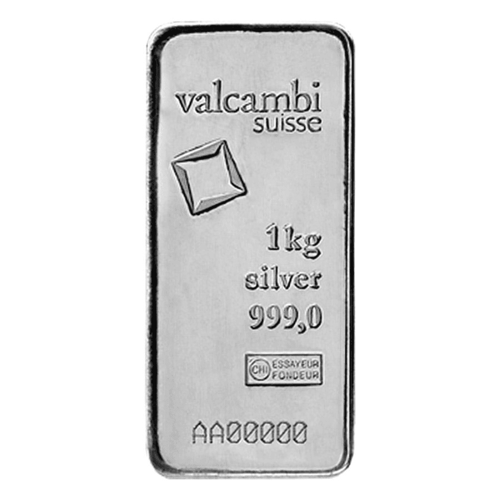 Valcambi Suisse 1 Kilo Silver Bar .999 Fine Bullion w/Assay