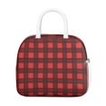 thumbnail image 2 of Insulated Lunch Bag for Women, Floral Print Oxford Fabric Lunch Box, Leakproof Thermal Cooler Tote for Work, School & Picnic, Christmas Vintage Grid Print, 2 of 5