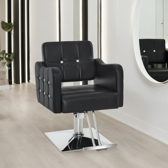 BarberPub 360° Swivel Hydraulic Salon Chair, Hairstylist Styling Chair, Black