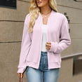 thumbnail image 5 of Meichang Zip Up Cardigan Sweaters for Women 2026 Fall Stand Collar Long Sleeve Lightweight Knit Jacekt Soft Open Front Knit Sweater Pink XXL, 5 of 6