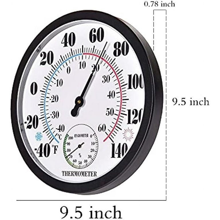 Indoor Outdoor Thermometer Hygrometer - 10 Inch Outdoor Thermometer for  Patio, No Battery Needed Large Outdoor Thermometer Wireless, Outdoor