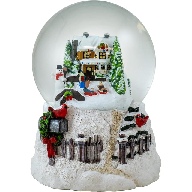 Holiday Sledding Snow Scene Snow Globe by The San Francisco Music Box