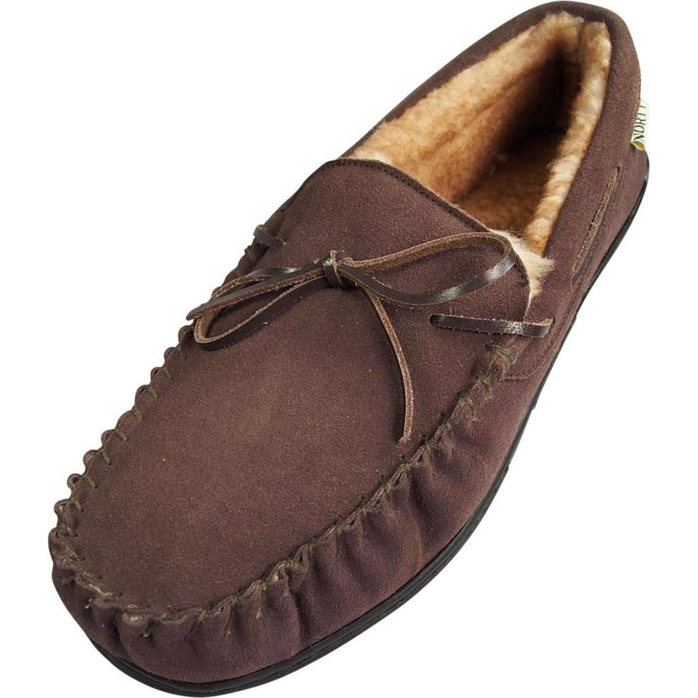 NORTY - Norty Mens Genuine Leather Cowhide Suede Slippers - Moccasin ...