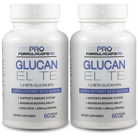 Glucan Elite – 85% Beta 1,3D Glucan 500mg | 85% Minimum Active 1,3 Linkage Ultra-Potency Beta Glucan – Highest Bioavailability with BGF-Immune | Pack of 2 (120 total veggie