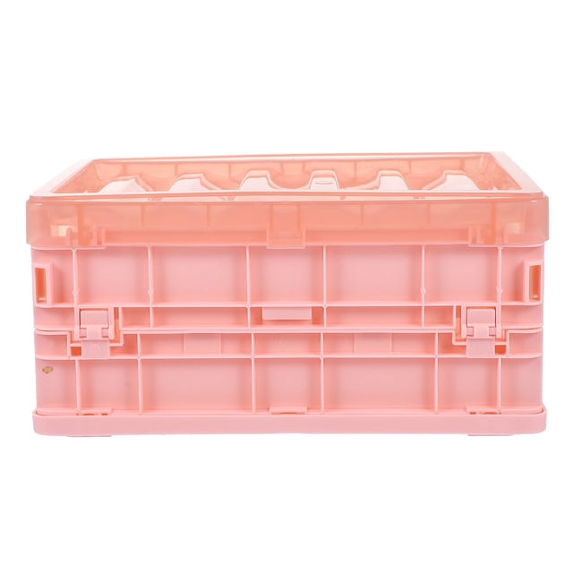 KAKOWELY Caja de almacenamiento de plástico con tapa, organizador plegable, apilable