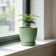 thumbnail image 6 of Gumesh 4 Inch Plant Pots,Indoor Flower Pots, Planters with Drainage Holes and Trays for Orchids, Violets, Succulents, Herbs, and Other Plants,Green, 6 of 6