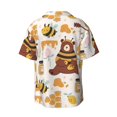 thumbnail image 2 of KLL Cute Bee Honey Jar Hive Bear Print Men's Shirt Short Sleeve Button Down Summer Cuba Beach Shirts- 3X-Large, 2 of 7