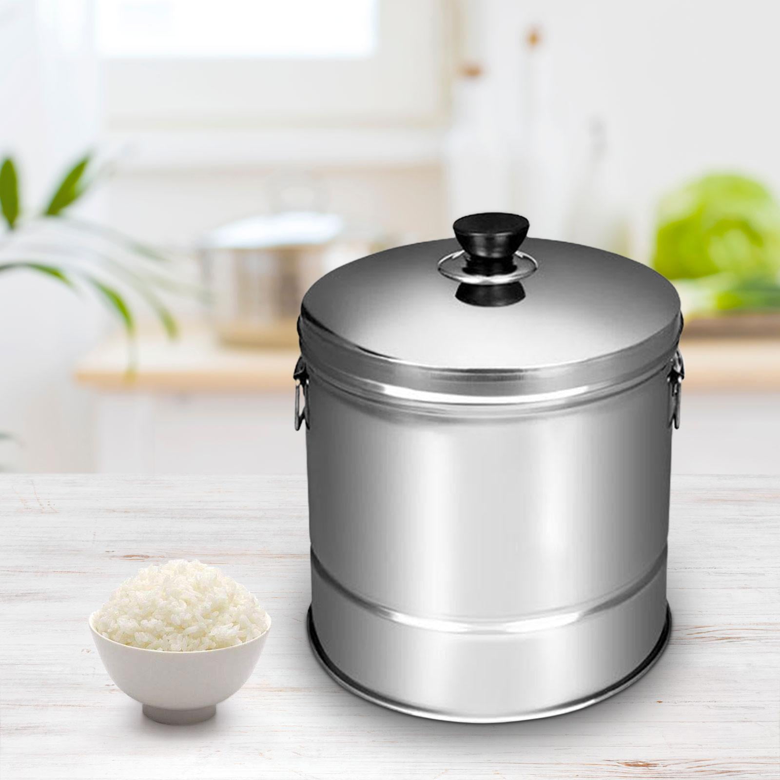 SunniMix Stainless Steel Rice Cooker Rice Cooking Pot with Inset Draining Basket, Large Rice Cooling Bowl Food Steamer Pot for Kitchen 25cmx21.5cm