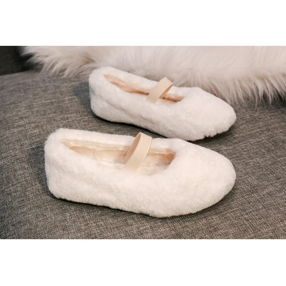 FOLOYORI TPR Fabric Warm Comfortable Wearing Round Toe Shoes for Girls 1 Pair Daily Life White