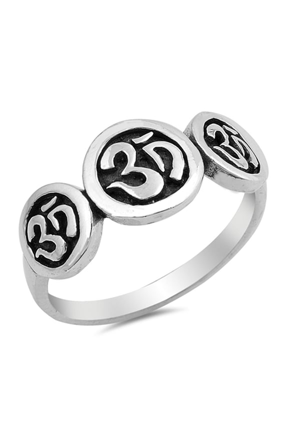 Om Sign Wholesale Ring .925 Sterling Silver Circle Band Jewelry Female Male Unisex Size 5