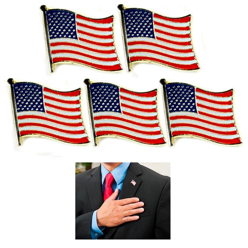 10PC US Waving Enameled Flag Brooch Tie Tack Lapel Pin Patriotism American Pride 
