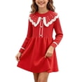thumbnail image 2 of Antinious Girls Long Sleeve Round Neck Solid Knit Beaded Holiday Princess Dress, 2 of 5