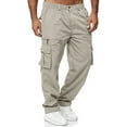 thumbnail image 2 of LWavelet Work Cargo Pants for Men Casual High Waisted Wide Leg Cargo Pants with Pockets Hiking Trousers Quick Dry Cargo Jeans Beige 3XL, 2 of 5