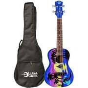 Luna Kauwela Summer Concert Ukulele with Satin Graphic Finish with Gigbag