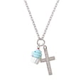 thumbnail image 2 of Delight Jewelry Resin White Cupcake with Blue Frosting Everlasting Love Engraved Cross Zoey Necklace, 28", 2 of 4