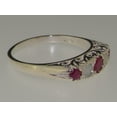 thumbnail image 5 of LBG British Made 9ct White Gold Natural Ruby & Opal Womens Band Ring - 33 size options - Size 7.5, 5 of 8